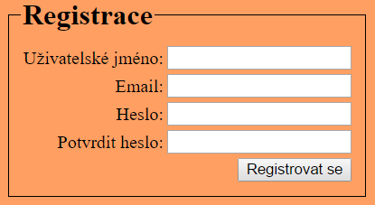 Registrace nového uživatele